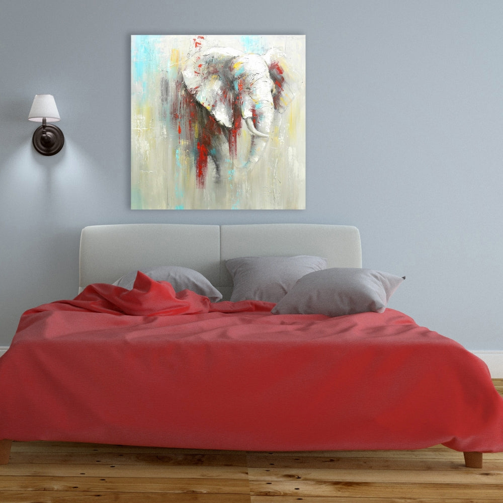 Abstract Elephant Canvas - Red African Art for Home Decor