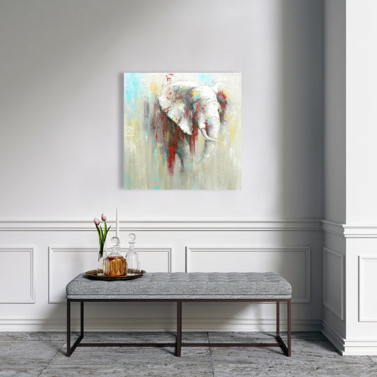 Toile abstraite représentant un éléphant – Art africain rouge pour la décoration intérieure