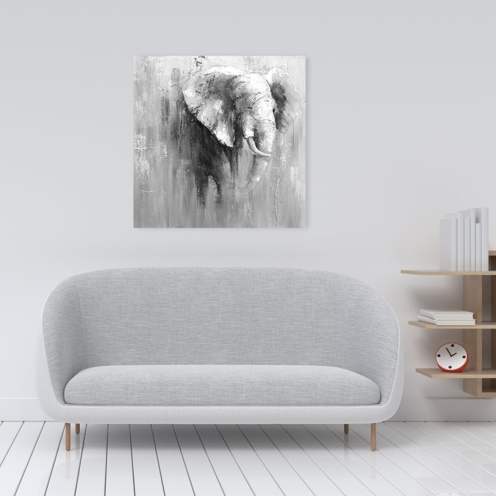 Abstract Grayscale Elephant Canvas | Home Decor Wall Art