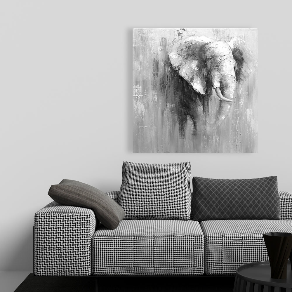 Abstract Grayscale Elephant Canvas | Home Decor Wall Art