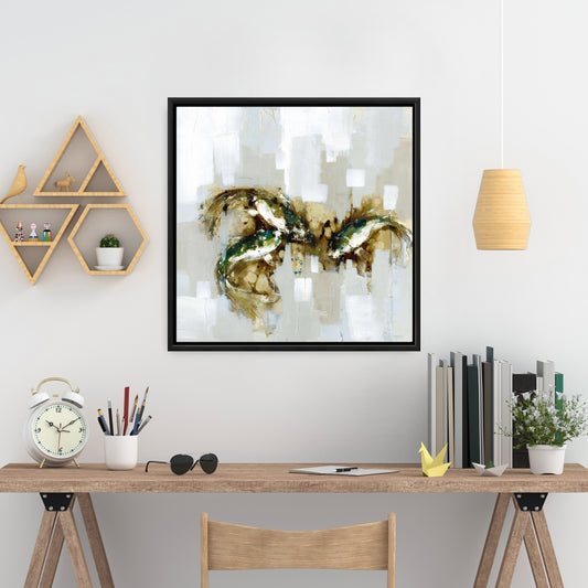 Brown Asian Bedroom Canvas | Three Abstract Koi Fish Decor