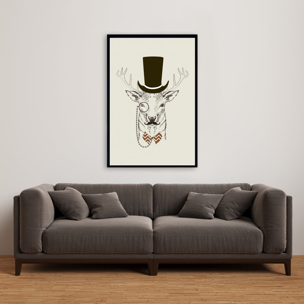 Aristocrat Roe Deer Canvas - Rustic Brown Framed Home Decor