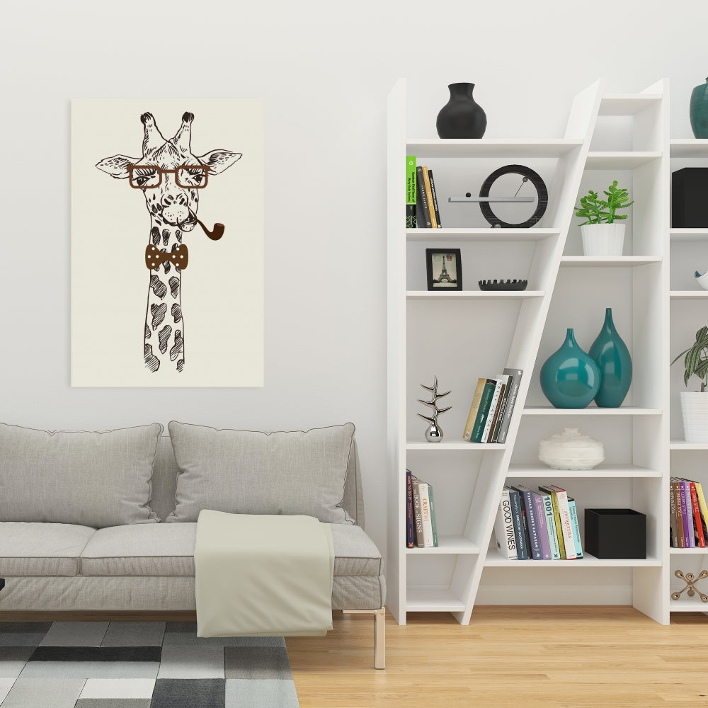 Funny Giraffe with Pipe Canvas - Quirky Bedroom Wall Decor