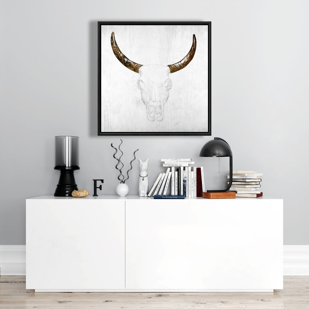 Toile Crâne de taureau | Art animalier minimaliste pour la décoration de la chambre
