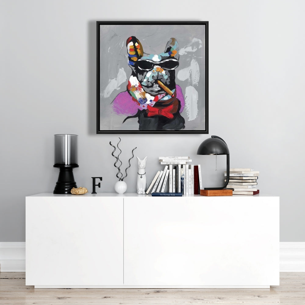 Abstract Bulldog with Cigar Canvas - Contemporary Pet Decor