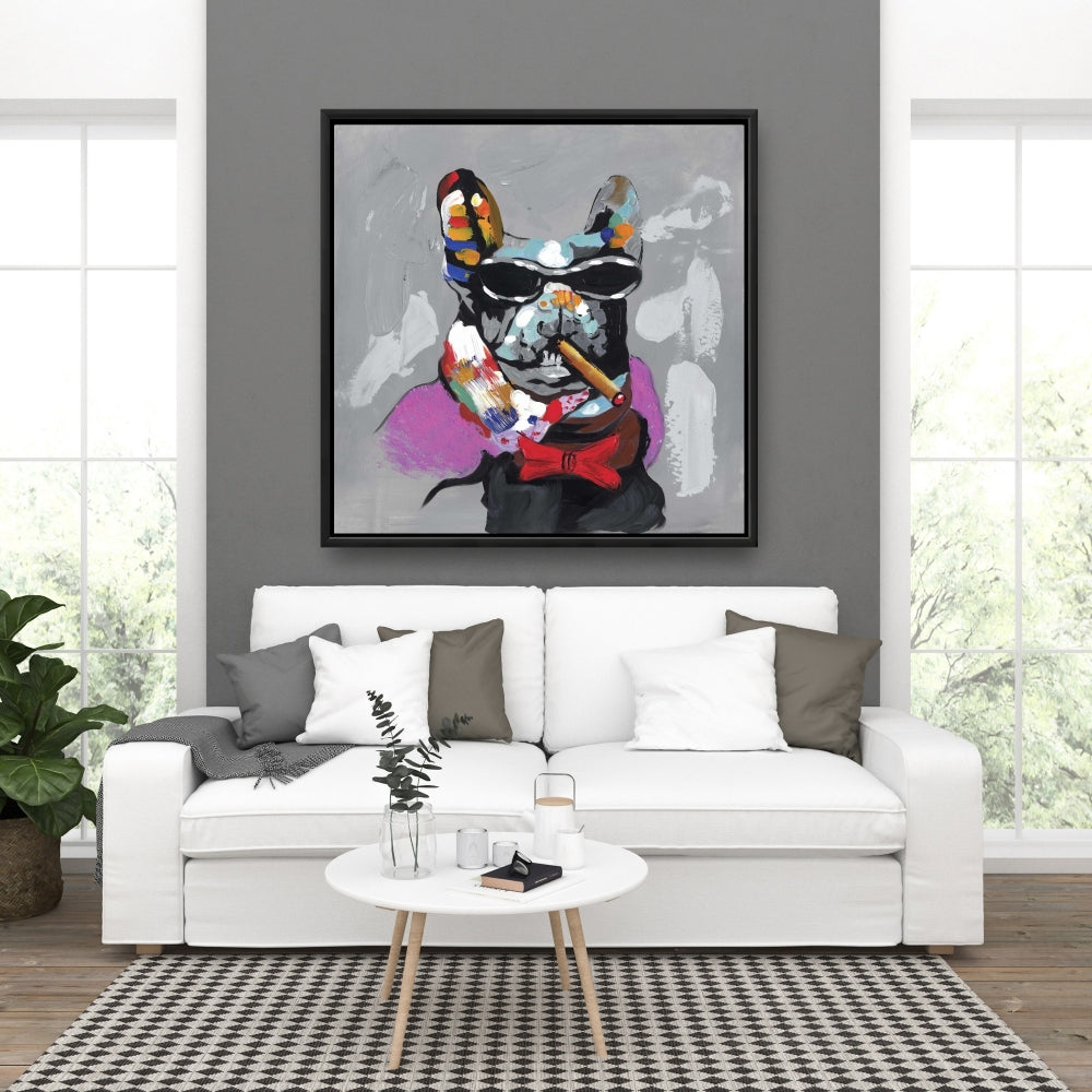 Abstract Bulldog with Cigar Canvas - Contemporary Pet Decor