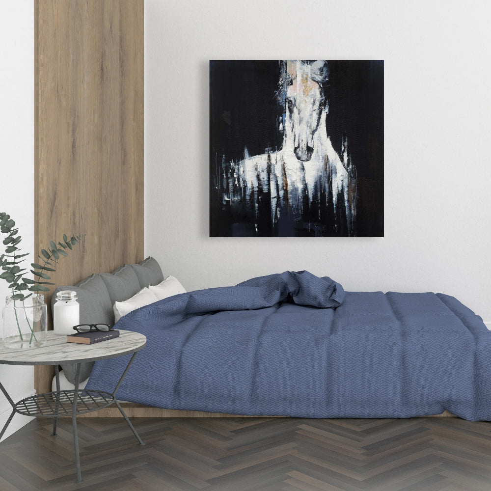 Toile abstraite représentant un cheval blanc | Décoration d'intérieur avec animaux de la ferme