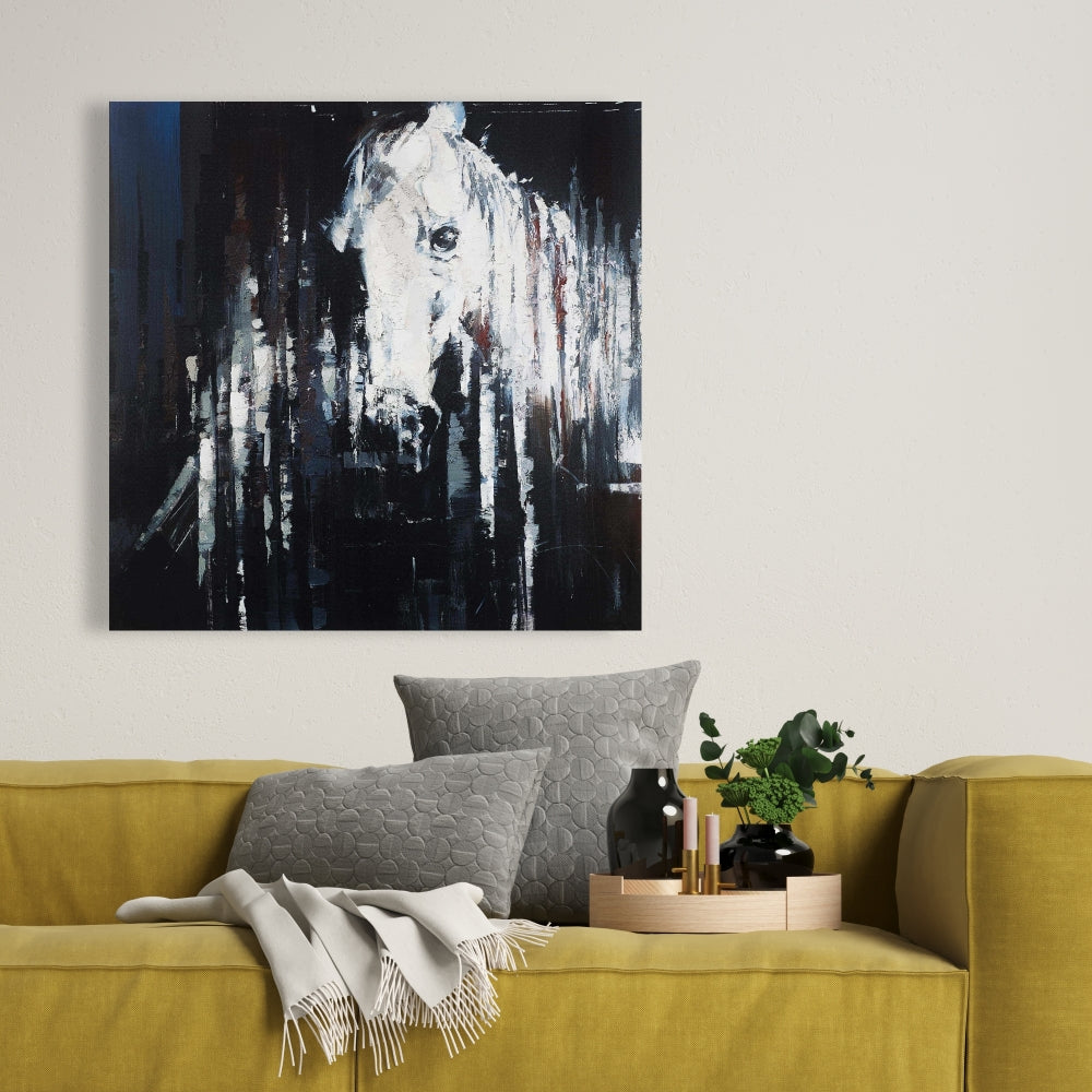 Abstract Horse Blue Canvas | Farm Animal Bedroom Decor