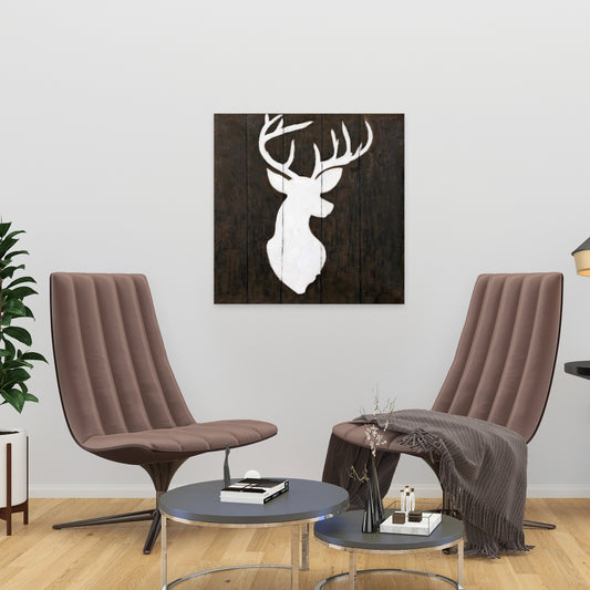 White Deer Silhouette Canvas | Home Decor Wall Art