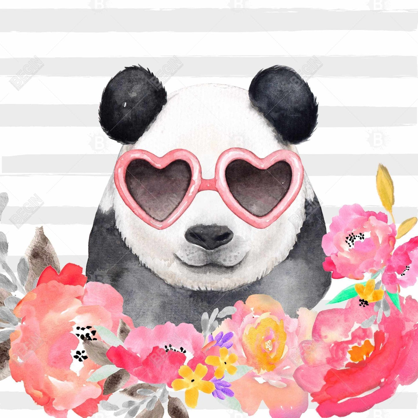 Panda with Heart Glasses Canvas | Bedroom Wildlife Home Decor