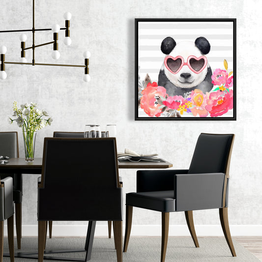 Panda with Heart Glasses Canvas | Cute Animal Home Decor