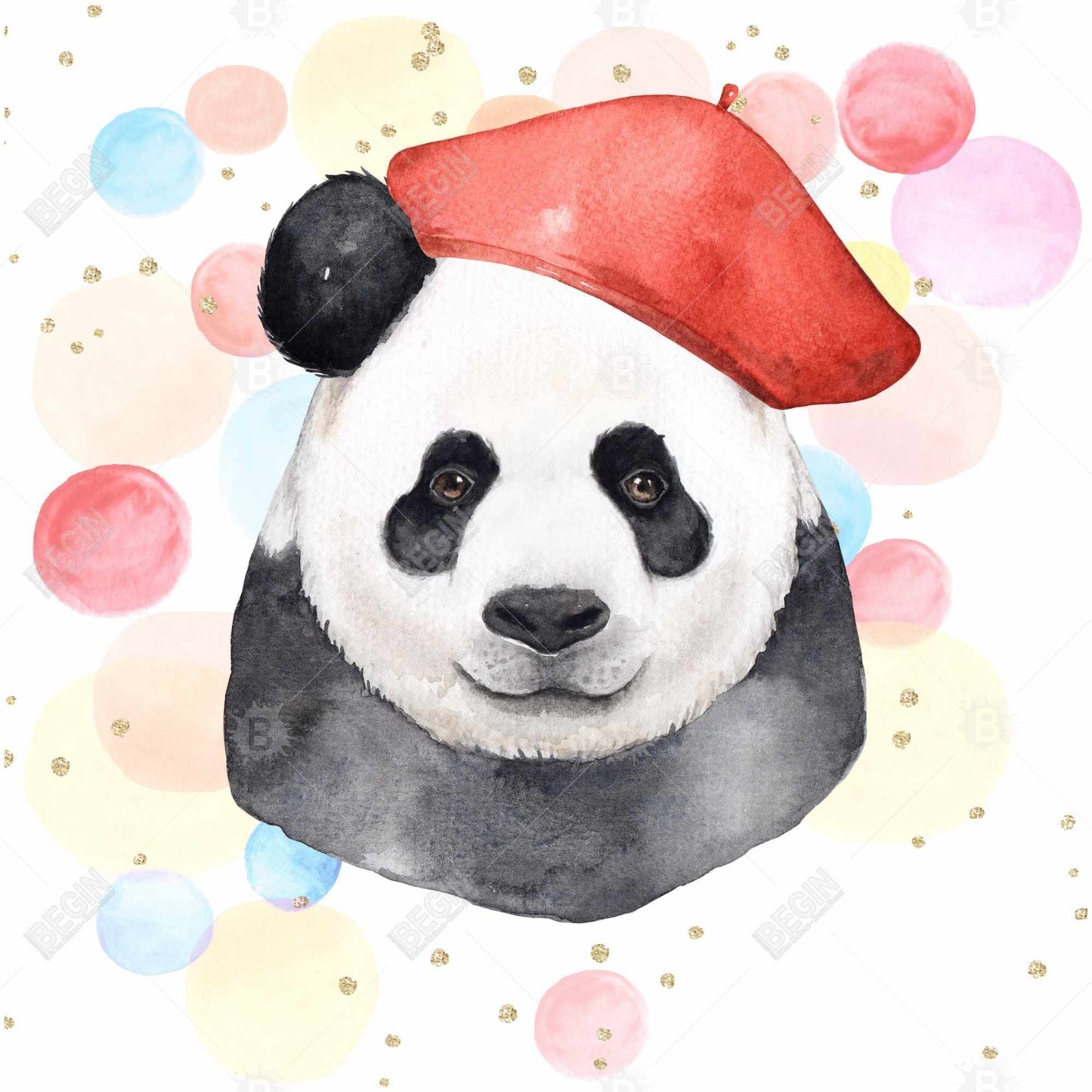 Toile encadrée blanche à motif panda | Décoration d'intérieur