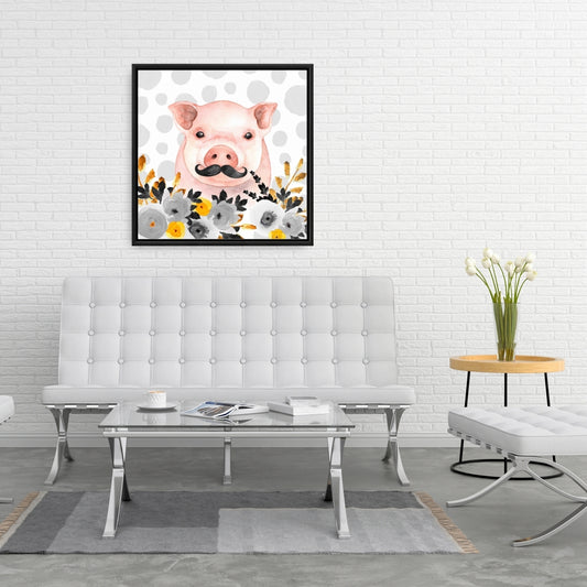 Little Disguised Pig | Black Framed Canvas for Home Decor