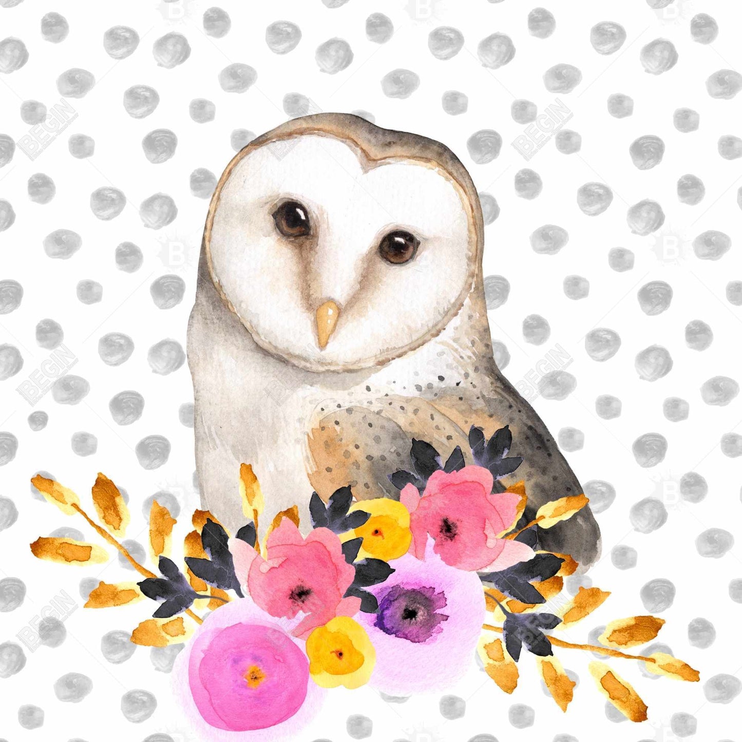 Beautiful Owl Canvas | Gray Animals Wall Art for Home Decor