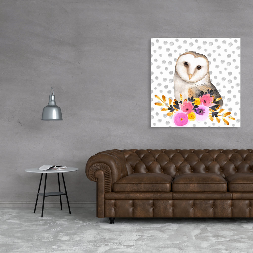 Beautiful Owl Canvas | Gray Animals Wall Art for Home Decor