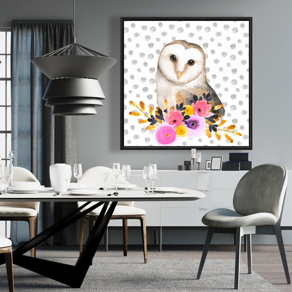 Magnifique toile encadrée représentant un hibou | Décoration de chambre | Art animalier