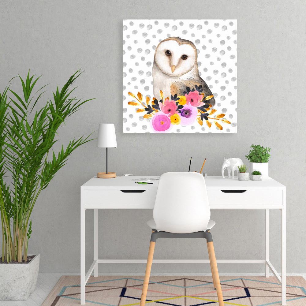 Beautiful Owl Canvas | Gray Animals Wall Art for Home Decor