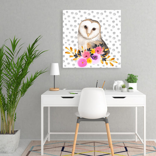 Beautiful Owl Canvas | Gray Animals Wall Art for Home Decor