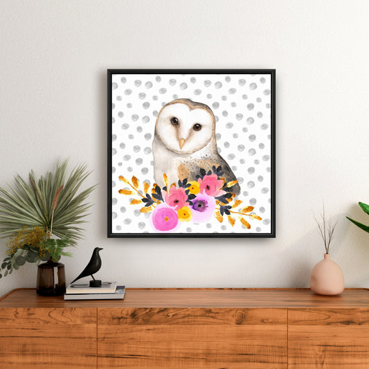 Beautiful Owl Framed Canvas | Bedroom Decor | Animal Art