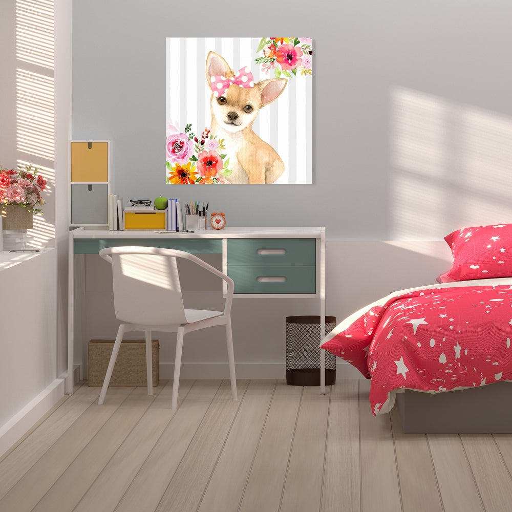 Chihuahua Dog White Canvas | Animal Bedroom Home Decor