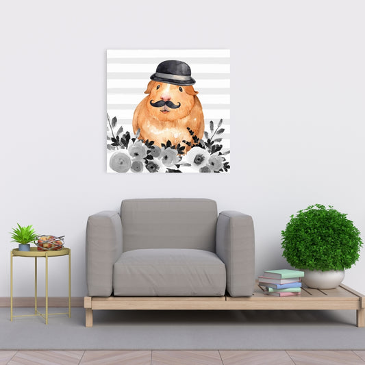 Brown Bedroom Canvas - Guinea Pig Detective Wall Art Decor