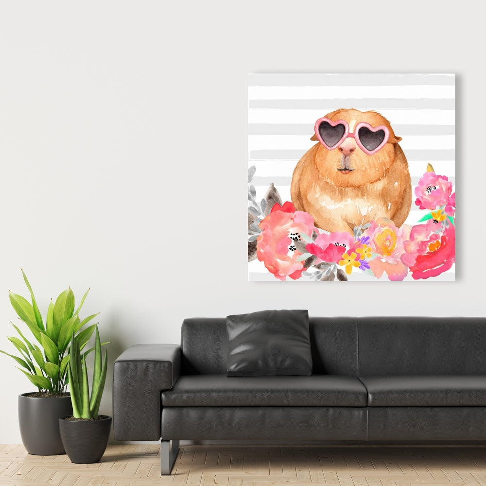 Toile Cochon d'Inde à lunettes | Décoration d'intérieur