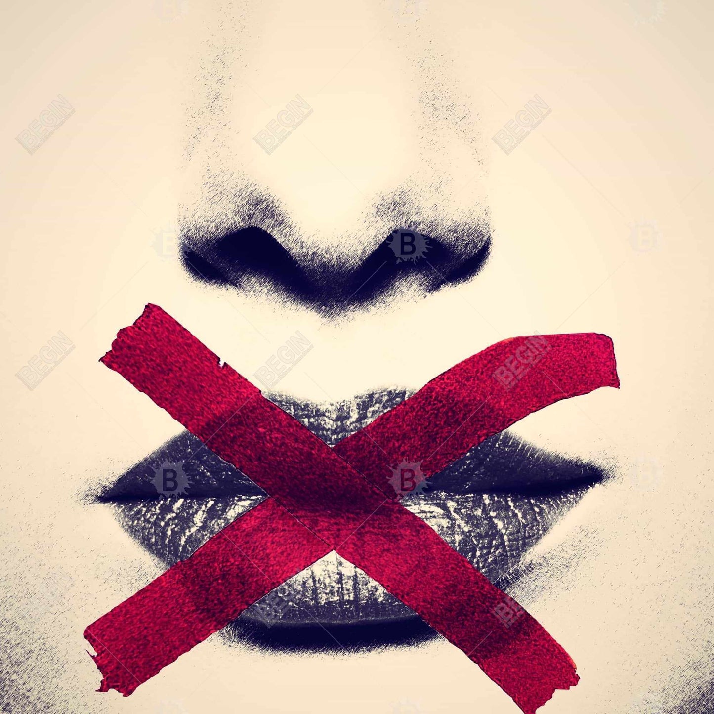 Grayscale Lips Canvas - Red X Art | Modern Home Decor