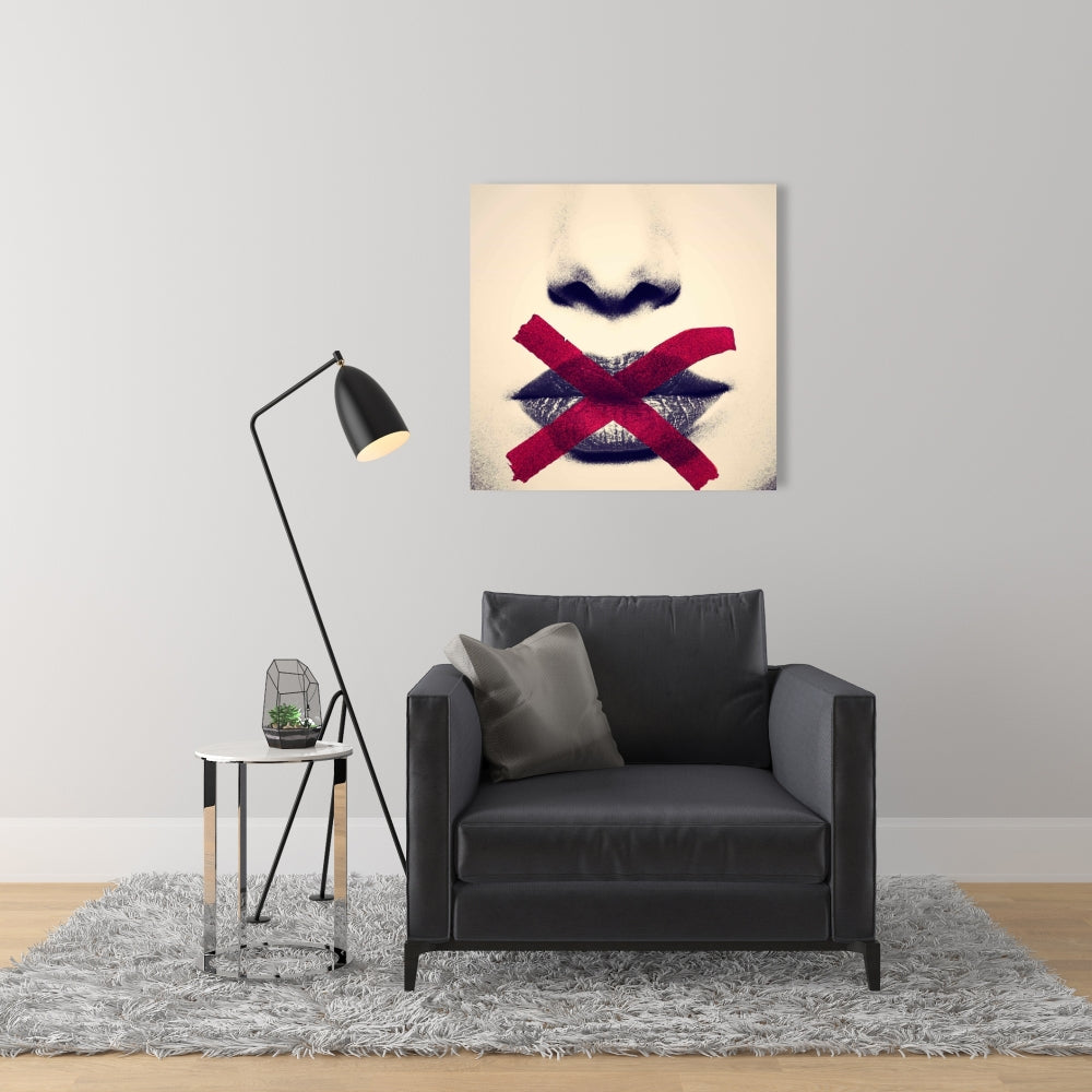 Grayscale Lips Canvas - Red X Art | Modern Home Decor