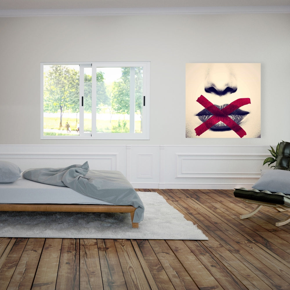 Grayscale Lips Canvas - Red X Art | Modern Home Decor