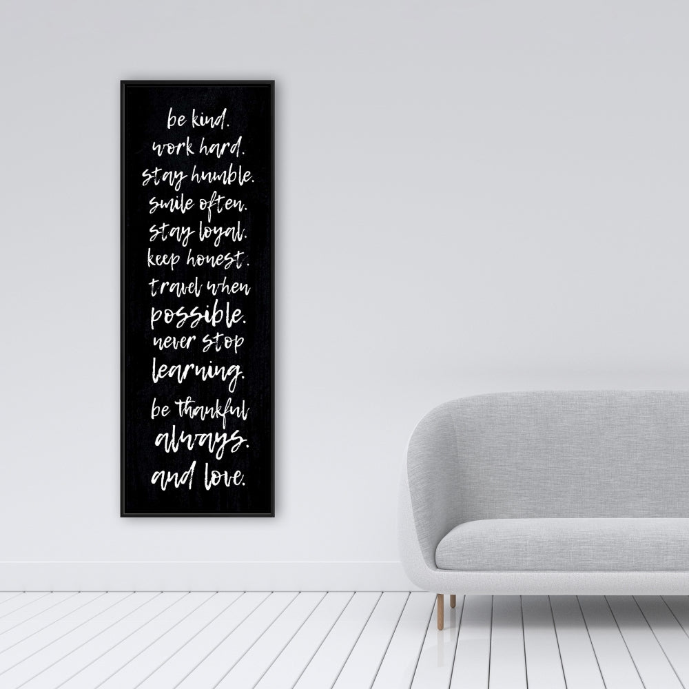 Soyez gentil, travaillez dur, restez humble - Décoration sur toile motivante