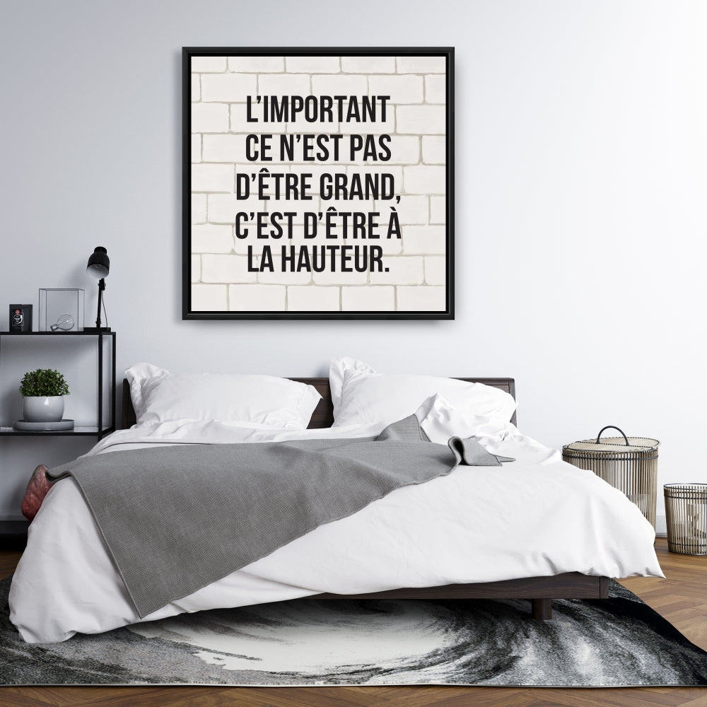 Toile encadrée noire contemporaine et motivante pour la décoration intérieure