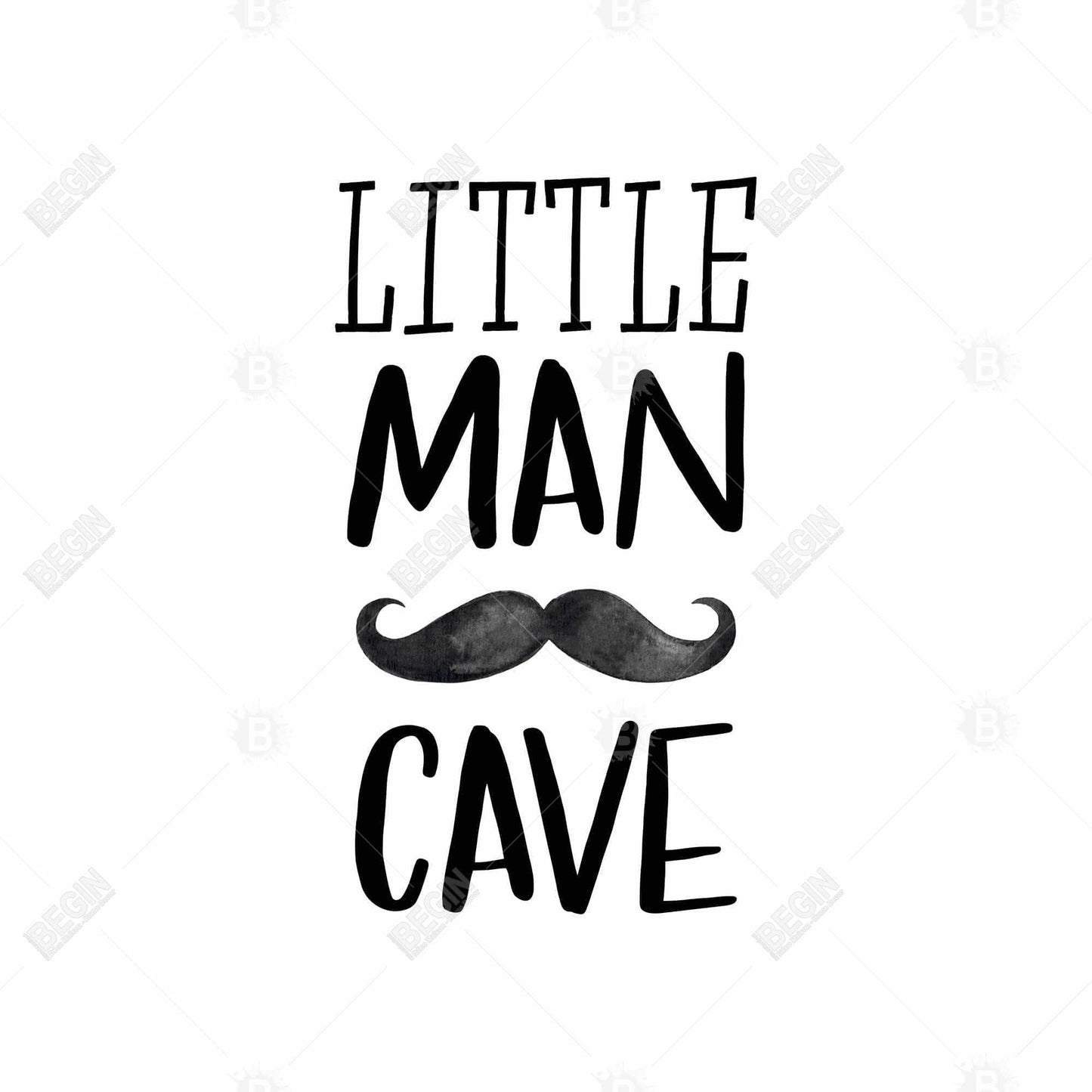 Little Man Cave Canvas | White Monochrome Home Decor Art