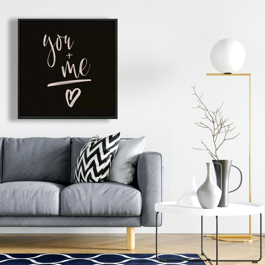 Toile encadrée noire motivante « Toi et moi » pour chambre à coucher | Décoration d'intérieur