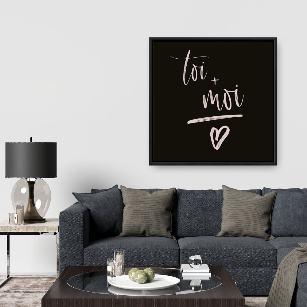 Toile de motivation « Toi et moi » pour chambre à coucher | Décoration avec citations noires