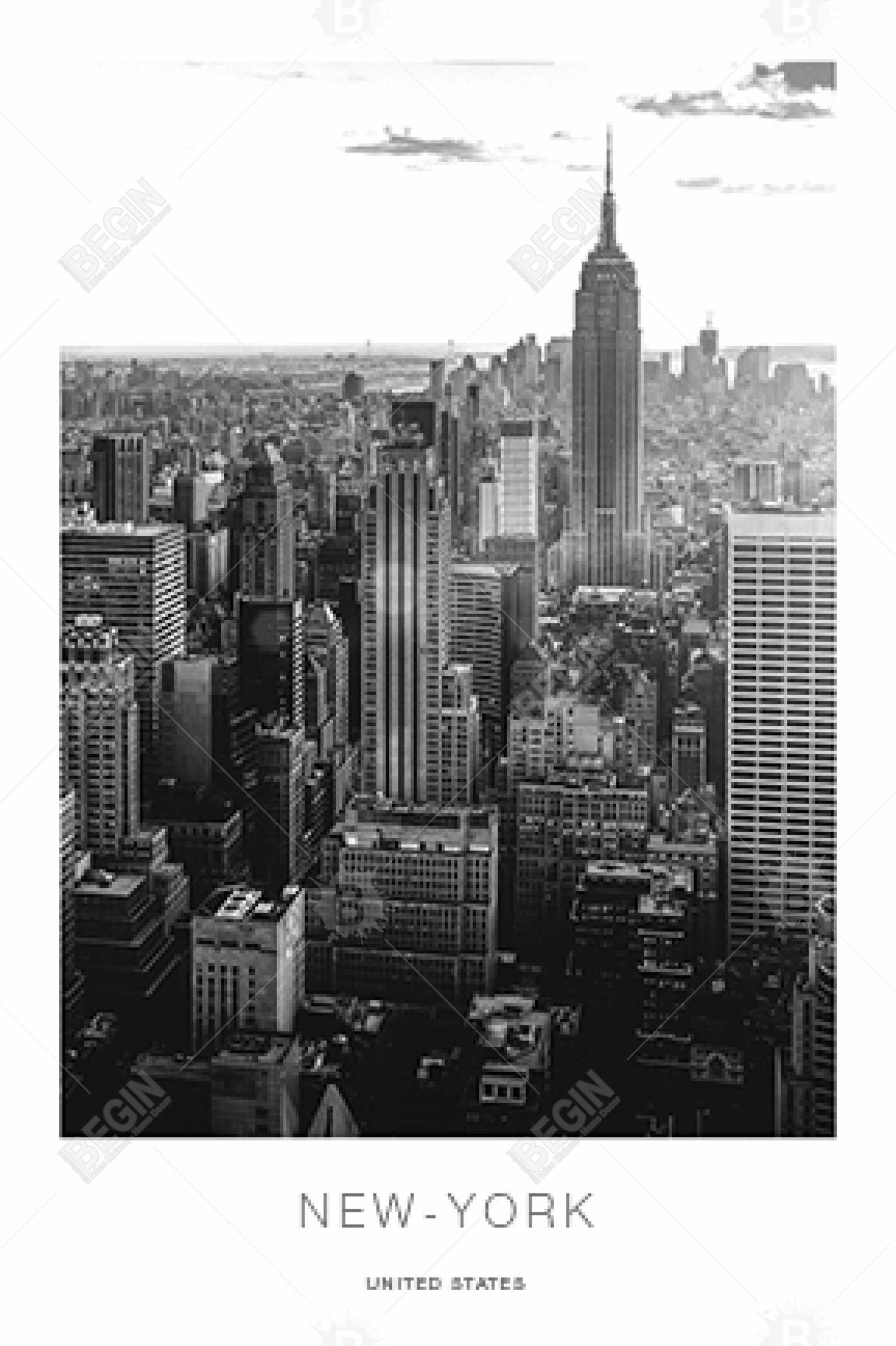 New York City Sunset Monochrome White Magnetic Canvas Decor