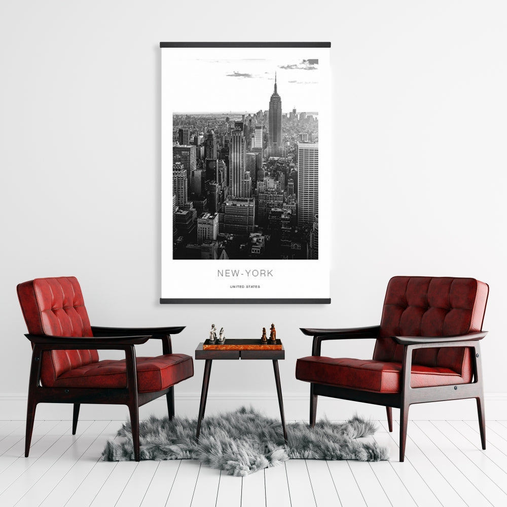 New York City Sunset Monochrome White Magnetic Canvas Decor