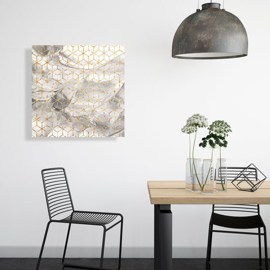 Toile grise à motif symétrique | Décoration de salon moderne