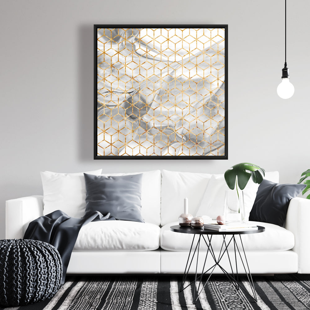 Modern Gray Framed Canvas - Symmetry | Home Decor Art