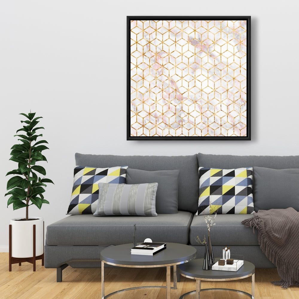 Symmetry Canvas - Shapes Gray Bedroom Framed Art Decor