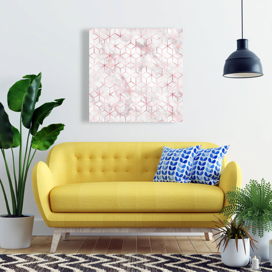 Symmetry White Canvas Pattern - Elegant Bedroom Wall Decor