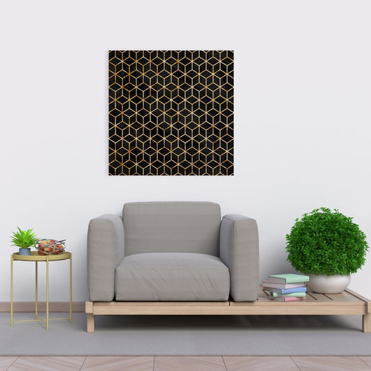 Toile de chambre à coucher à motif noir symétrique | Décoration murale