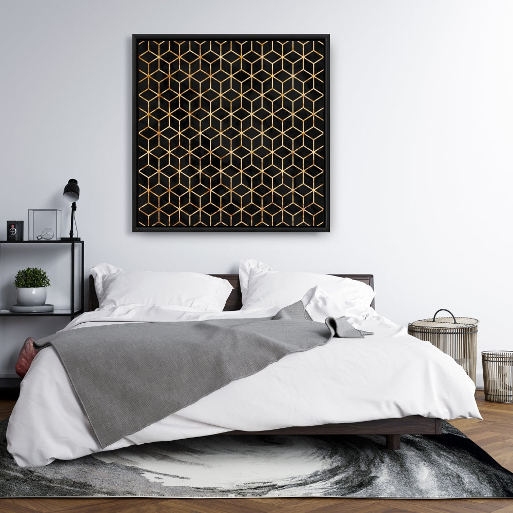 Symmetry Black Abstract Canvas - Framed Home Decor Art