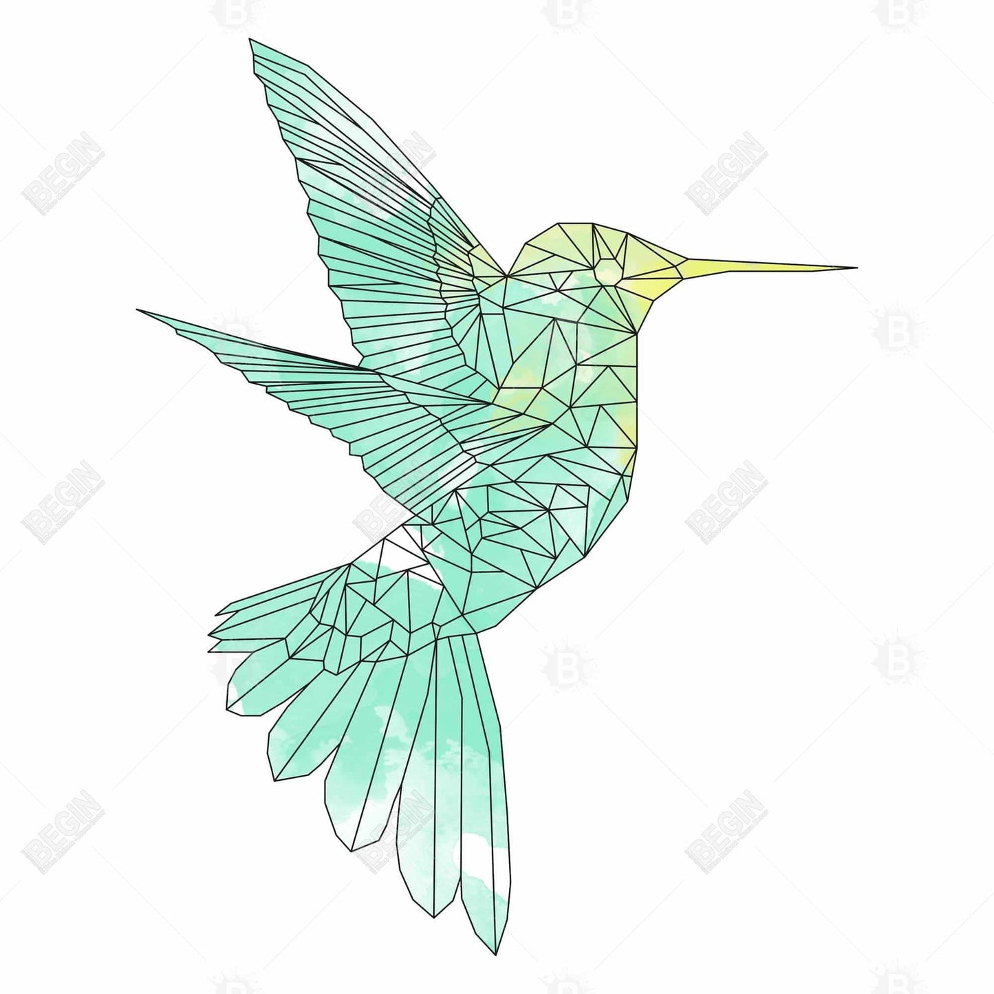 Geometric Hummingbird Canvas - Shapes Animals Home Decor