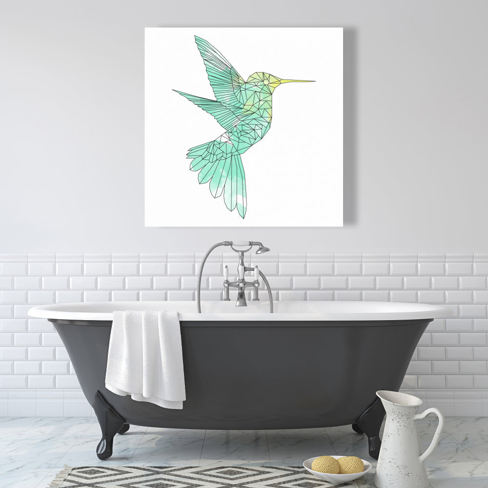 Geometric Hummingbird Canvas - Shapes Animals Home Decor