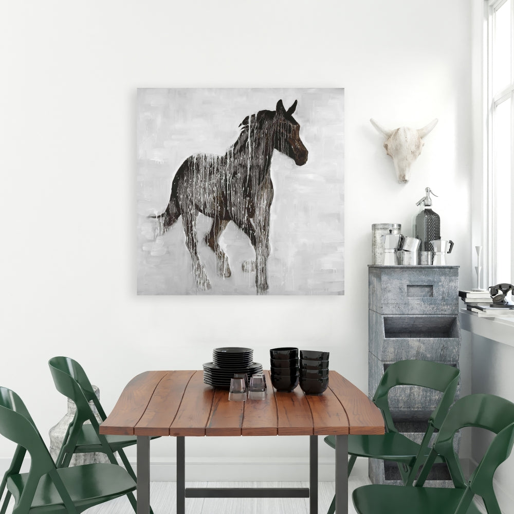 Industrial Brown Canvas - Abstract Brown Horse | Home Decor