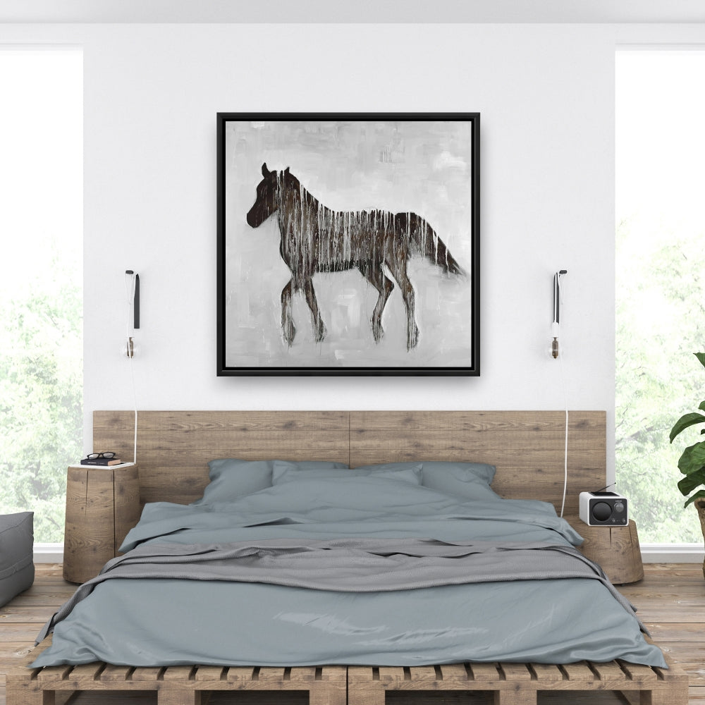 Gambading Abstract Horse Canvas | Brown Framed Animal Decor