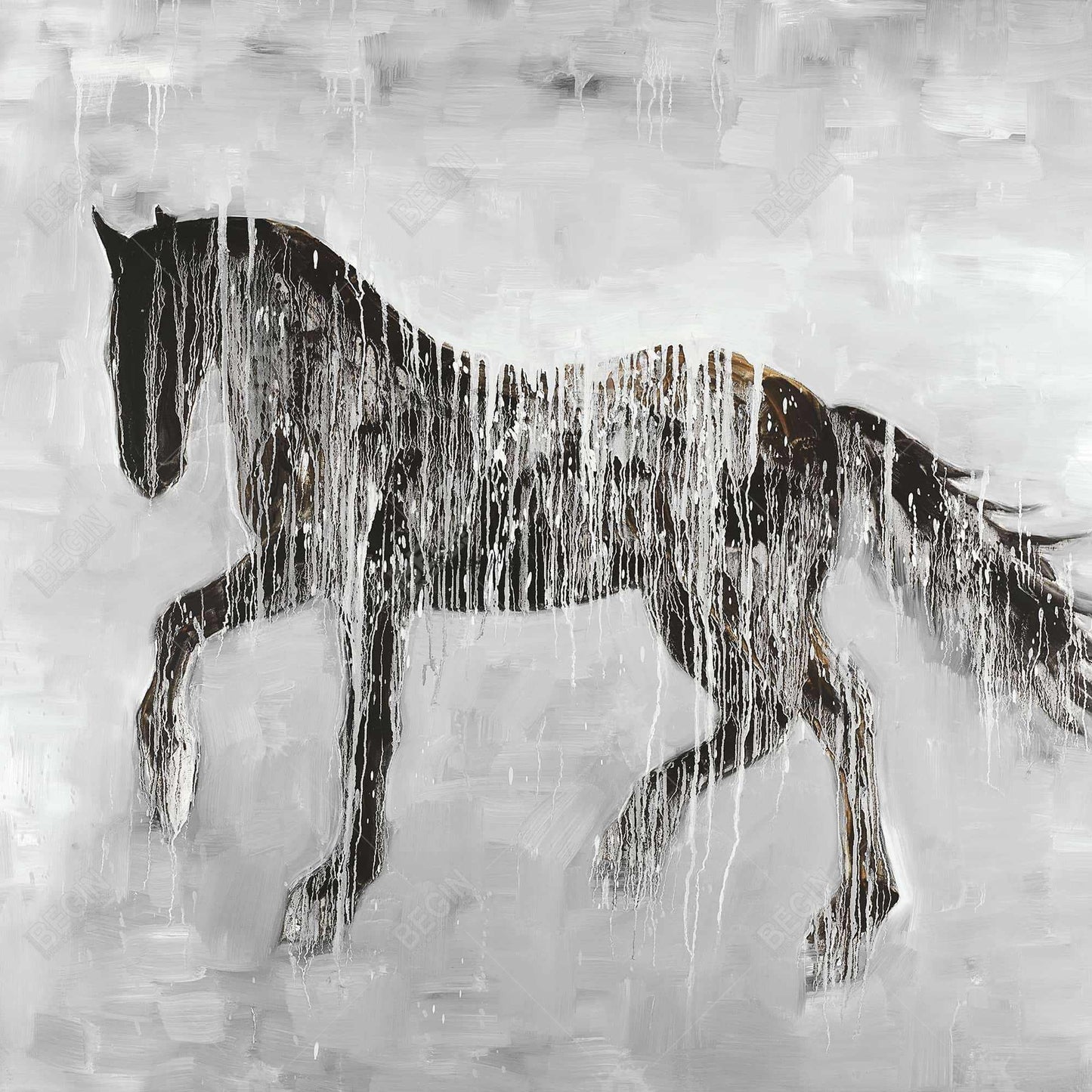 Horse Brown Silhouette Farm Animal Canvas - Home Decor Wall Art
