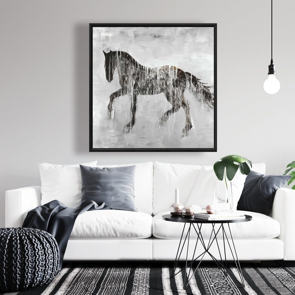 Horse Brown Silhouette Farm Animal Canvas - Home Decor Wall Art