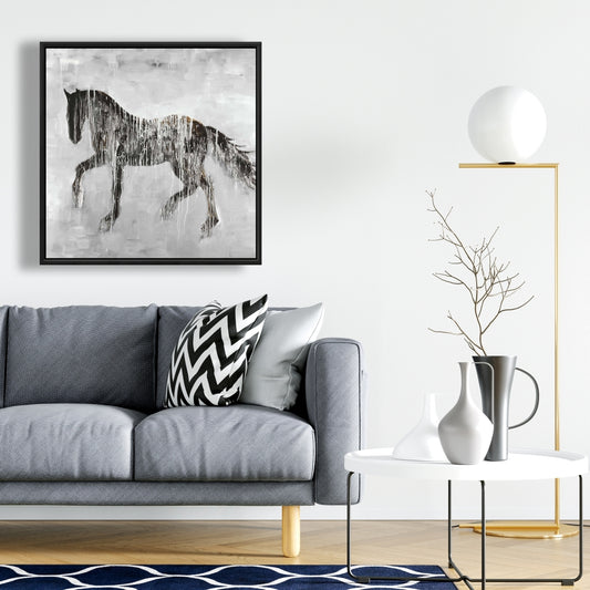 Horse Brown Silhouette Farm Animal Canvas - Home Decor Wall Art