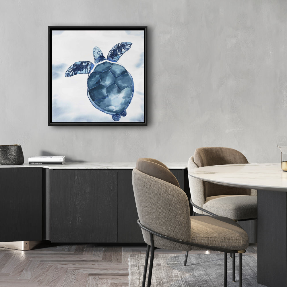 Watercolor Blue Turtle Canvas - Blue Bedroom Animals Decor